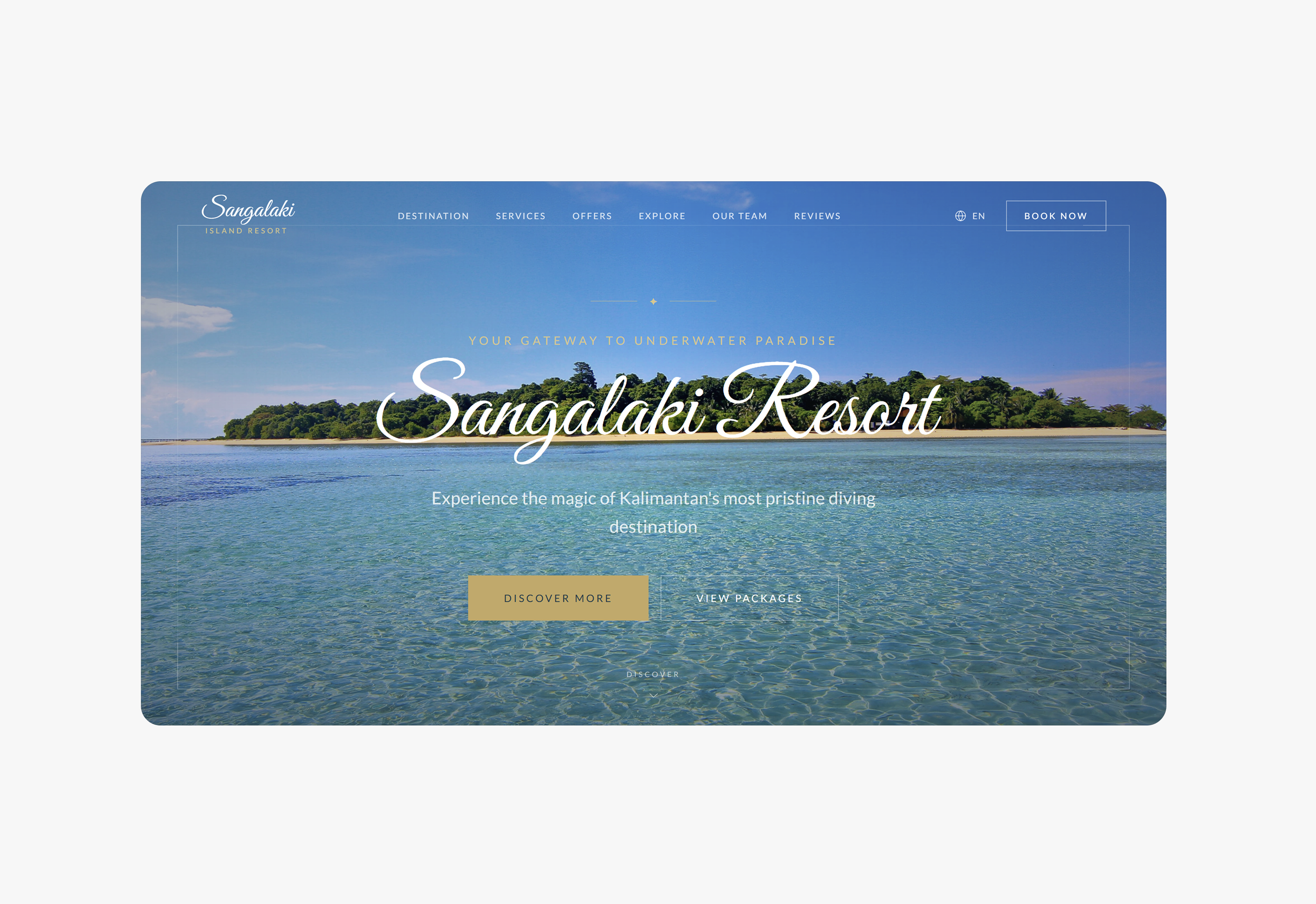 Screenshot of the Sangalaki Resort landing page