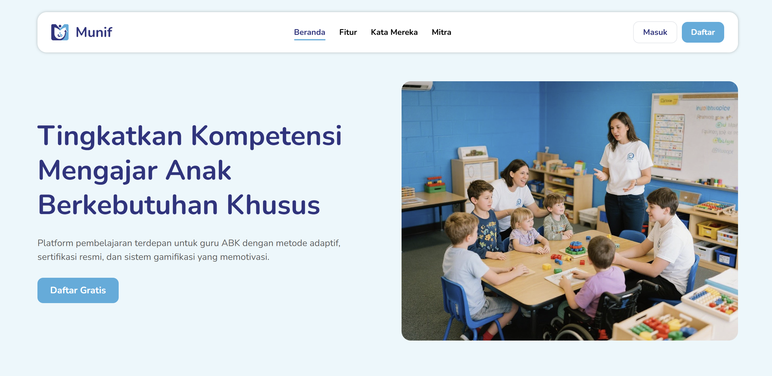 Screenshot of the Munif website.